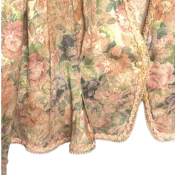 Vintage Nah Nah Collections Brocade 80's Jacket 22 Pink Floral  Beaded Womens - Picture 6 of 9